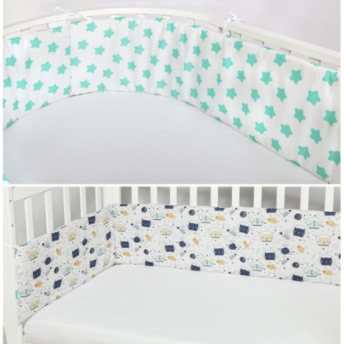 Бортик в кроватку AmaroBaby двухсторонний Космос (4 подушки)