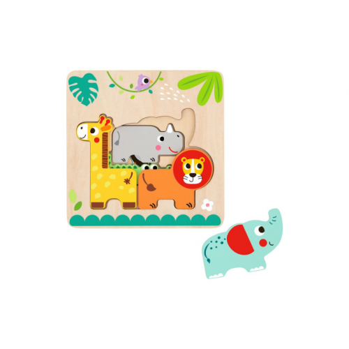 Деревянная игрушка Tooky Toy Многослойный пазл Животные джунглей