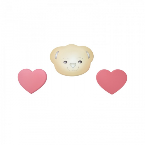 Кубаньлесстрой Декоративная накладка Мишка и два больших сердца со стразами 004