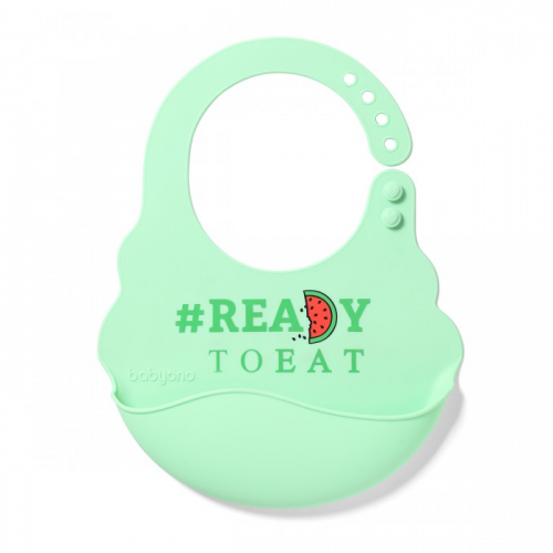 Нагрудник BabyOno силиконовый с регулируемой застежкой Ready to eat