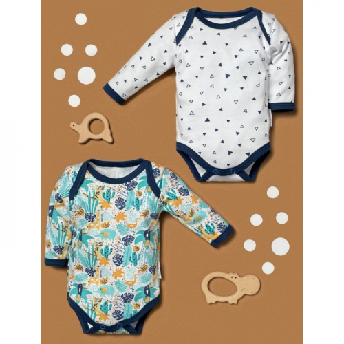 Little Fox Limited Collection Набор боди с длинным рукавом Занзибар, Треугольники 2 шт