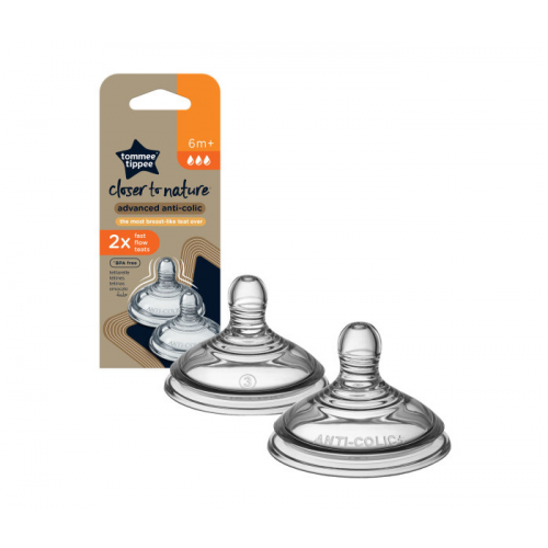 Соска Tommee Tippee силиконовая Advanced Anti-Colic быстрый поток 6+ 2 шт