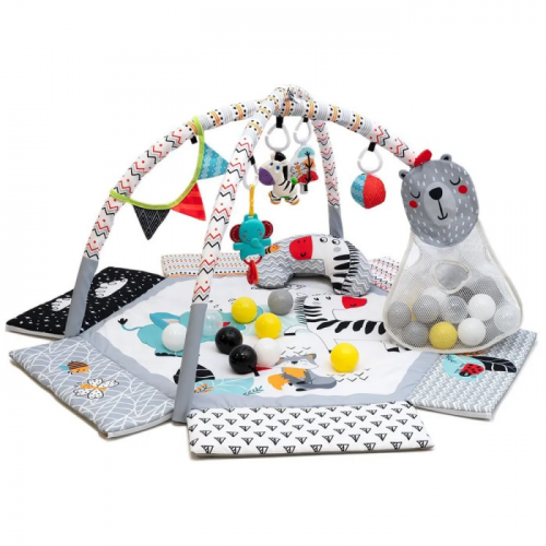 Развивающий коврик FunKids Foldable Activity Gym с игрушками, музыкой, подсветкой и складными бортиками