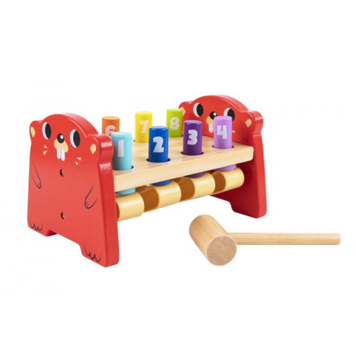 Деревянная игрушка Tooky Toy стучалка-забивалка Веселый бобер