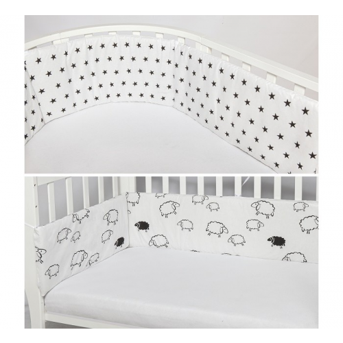 Бортик в кроватку AmaroBaby двухсторонний Овечки (4 подушки)
