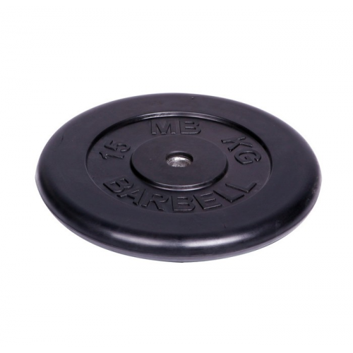 MB Barbell Диск обрезиненный d 26 мм 15 кг