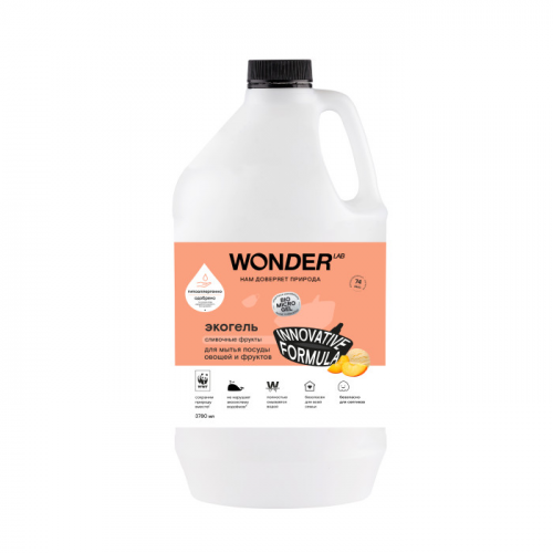 Wonder Lab Средство для мытья посуды, овощей и фруктов эко с ароматом сливочных фруктов 3780 мл