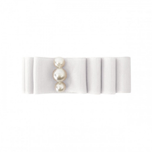 Milledeux Заколка-зажим Layered Bow средняя Pearl Grasgrain