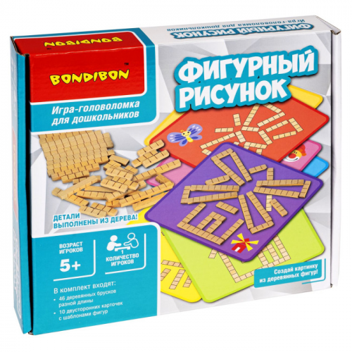 Деревянная игрушка Bondibon игра-головоломка БондиЛогика Фигурный рисунок