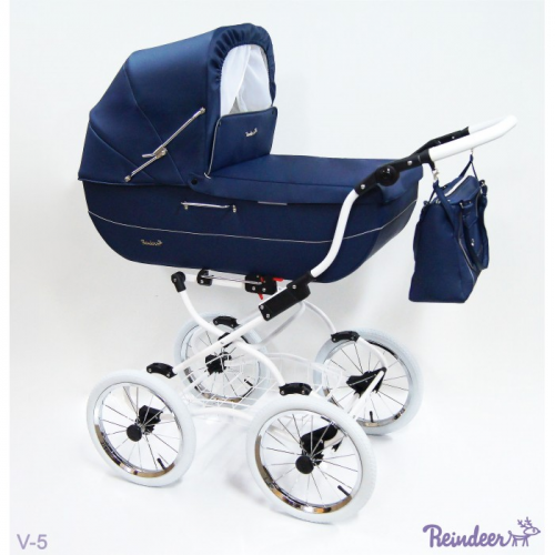 Коляска Reindeer Vintage 2 в 1 (люлька + автокресло) белая рама