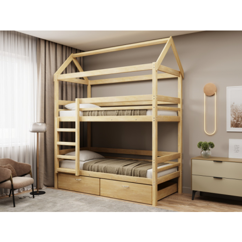 Подростковая кровать Green Mebel двухъярусная домик Baby-house 190х70