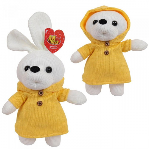 Мягкая игрушка ABtoys Knitted Зайка вязаный 22 см в желтом платьице