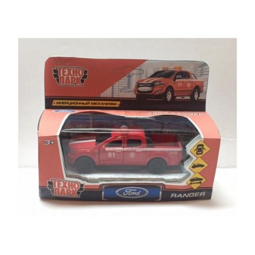 Технопарк Машина металлическая Ford Ranger пикап пожарный 12 см