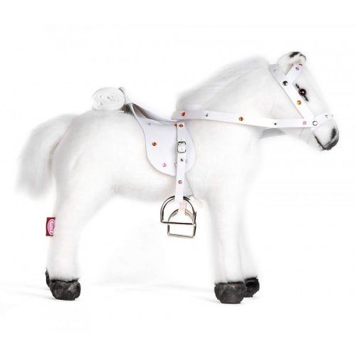 Мягкая игрушка Gotz Белая лошадь с седлом и уздечкой со звуком 40 см