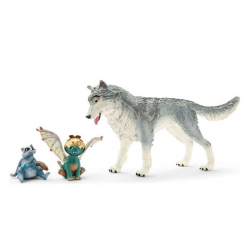 Schleich Игровой набор Волк Лайкос, дракон Нугур и енот Пиу