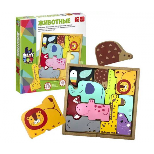 Деревянная игрушка Bondibon Пазл Животные ВВ5383