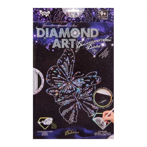Danko Toys Алмазная аппликация Diamond Art Бабочки с рамкой и глиттерными блестками