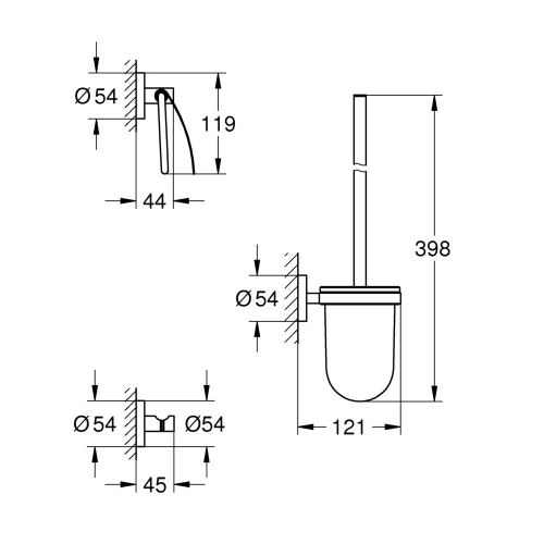 Набор аксессуаров 3 в 1 GROHE Essentials 40407DC1 стекло сталь хром матовый