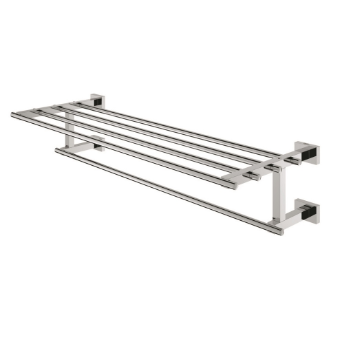 Полка для полотенец GROHE Essentials Cube 40512001 600x210 мм с дополнительной штангой сталь хром