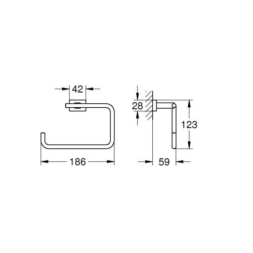 Полотенцедержатель GROHE Essentials Cube 40510001 186 мм сталь хром