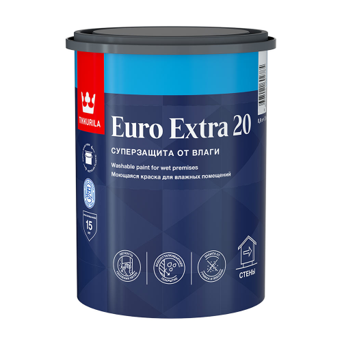 Краска акриловая Tikkurila Euro Extra 20 моющаяся прозрачная основа C 0,9 л