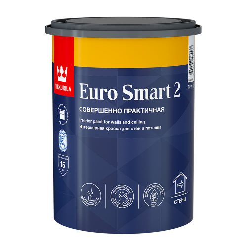 Краска водно-дисперсионная интерьерная Tikkurila Euro Smart 2 белая основа А 0,9 л
