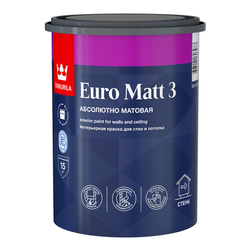 Краска водно-дисперсионная интерьерная Tikkurila EURO MATT 3 основа C 0,9 л