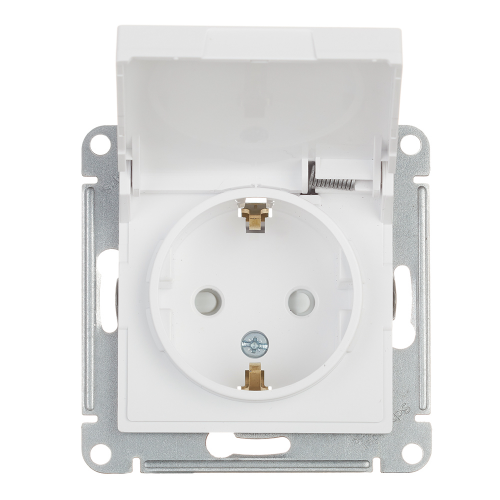 Розетка Schneider Electric Atlas Design ATN000146 скрытая установка белая с заземлением со шторками с крышкой