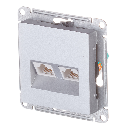 Розетка компьютерная Schneider Electric Atlas Design ATN000385 скрытая установка алюминий модули RJ45 cat 5 и RJ45 cat 5е