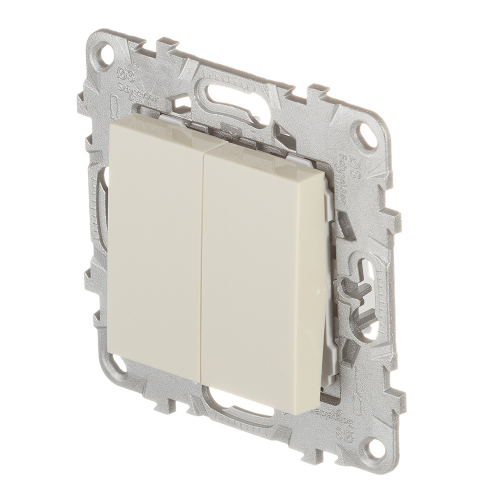 Выключатель Schneider Electric Unica NEW NU521144 двухклавишный скрытая установка бежевый