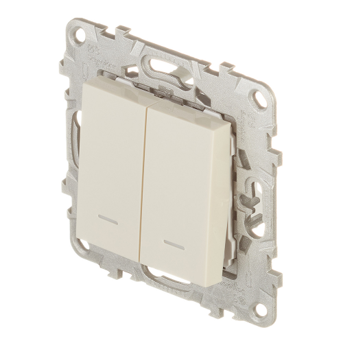 Переключатель Schneider Electric Unica NEW NU521344N двухклавишный на 2 направления скрытая установка бежевый с подсветкой