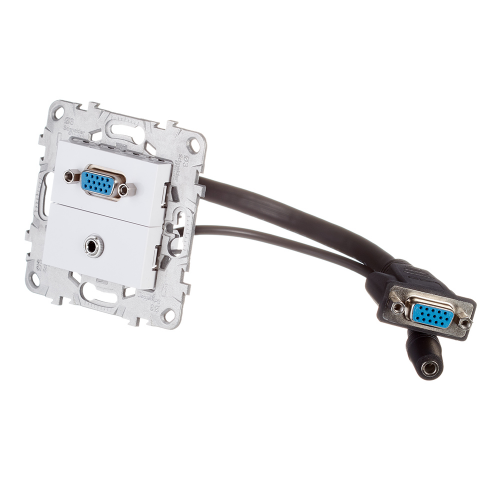 Розетка VGA Schneider Electric Unica NEW NU593218 скрытая установка белая модули HD15 и mini Jack