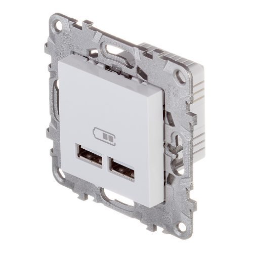 Розетка USB Schneider Electric Unica NEW NU541818 скрытая установка белая два модуля для зарядки 2100 мА