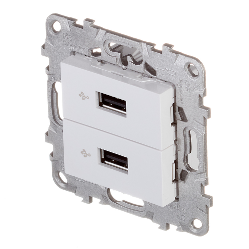 Розетка USB Schneider Electric Unica NEW NU542718 скрытая установка белая два информационных модуля