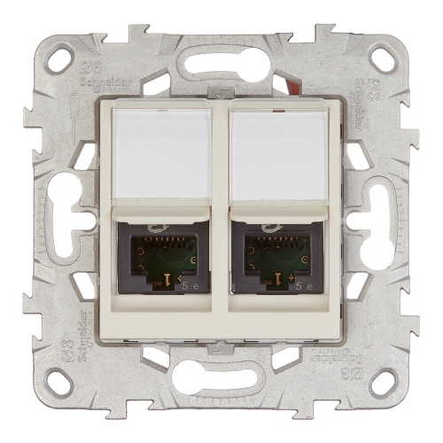 Розетка компьютерная Schneider Electric Unica NEW NU542044 скрытая установка бежевая модули RJ45 cat 5 и RJ45 cat 5е UTP