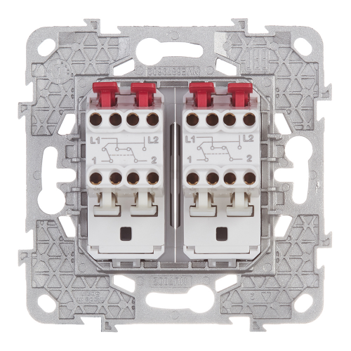 Переключатель Schneider Electric Unica NEW NU521530 двухклавишный перекрестный скрытая установка алюминий