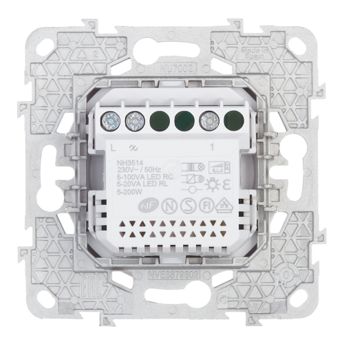 Диммер Schneider Electric Unica NEW NU551430 скрытая установка алюминий 5-200 Вт поворотно-нажимной