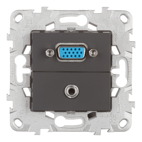 Розетка VGA Schneider Electric Unica NEW NU593254 скрытая установка антрацит модули HD15 и mini Jack