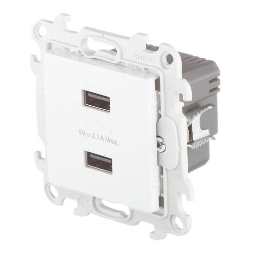 Розетка Simon 24 Harmonie 2411096-030 скрытая установка белая без заземления два модуля USB