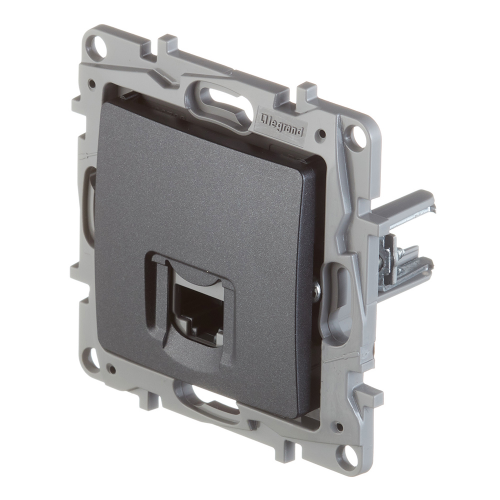 Розетка компьютерная Legrand Etika 672641 скрытая установка антрацит один модуль RJ45 cat 5е UTP