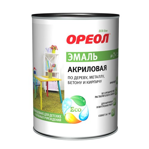 Эмаль акриловая Ореол серая глянцевая 0,9 кг