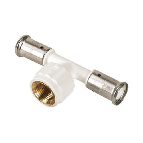 Тройник Henco (13PKW-260526) 26(пресс) х 3/4 ВР(г) х 26(пресс) белый PVDF