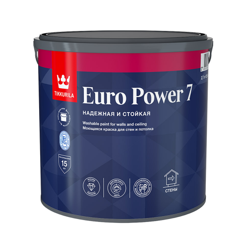 Краска латексная Tikkurila Euro Power 7 моющаяся прозрачная основа C 2,7 л