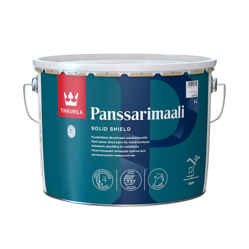Эмаль для металлических крыш Tikkurila Panssarimaali белая основа А полуглянцевая 9 л