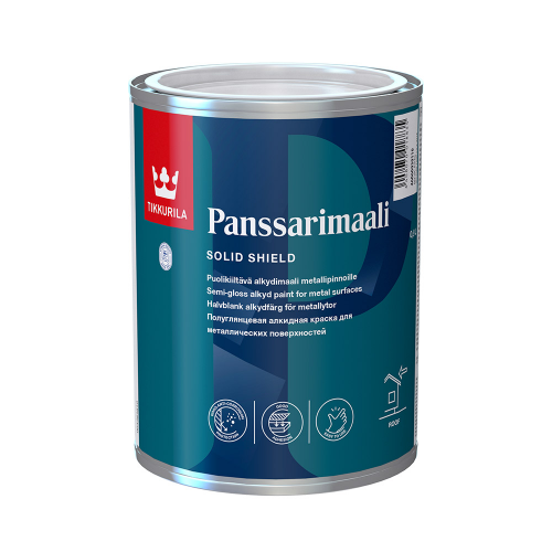 Эмаль для металлических крыш Tikkurila Panssarimaali белая основа А полуглянцевая 0,9 л