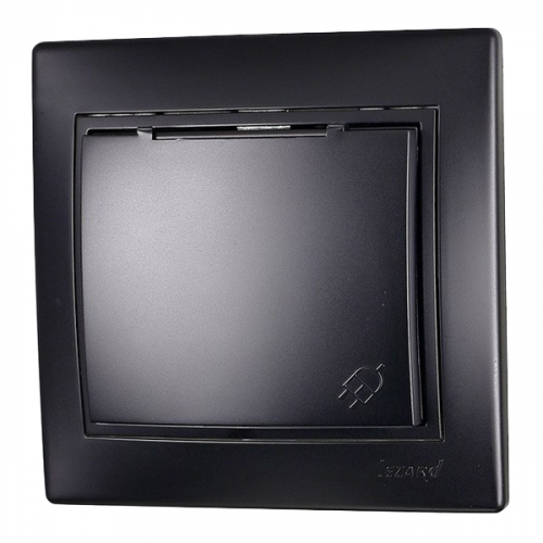 Розетка с рамкой Lezard MIRA 701-4242-123 скрытая установка черный бархат с заземлением с крышкой