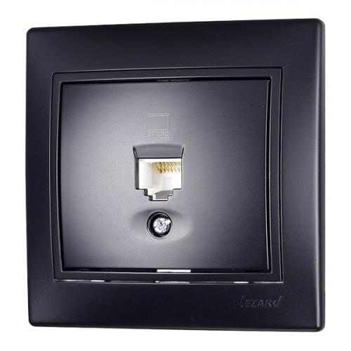 Розетка компьютерная с рамкой Lezard MIRA 701-4242-139 скрытая установка черный бархат
