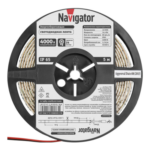 Лента светодиодная SMD 5050 Navigator 4000К естественный белый свет 14,4 Вт 12 В IP65 5 м