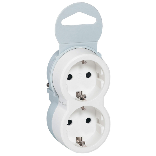 Разветвитель (двойник) Legrand Helium (50655) с заземлением 16 А 230 В 3,6 кВт 2 розетки IP20 белый