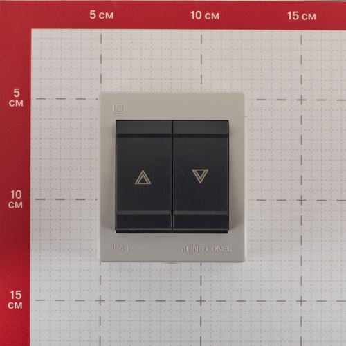 Кнопка управления жалюзи Aling-conel 257.1A открытая установка серая IP44